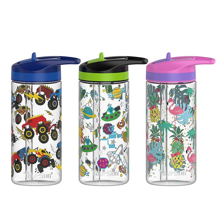 Bpa Free 420ml Custom Printed Personalized Cute Wholesale Plastic Kids School Water Bottle