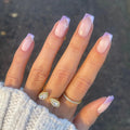 Custom Glitter Design Reusable Press on Nails Private Label Wholesale Soft Gel Short Square French Tip Press on Finger Nail Bulk