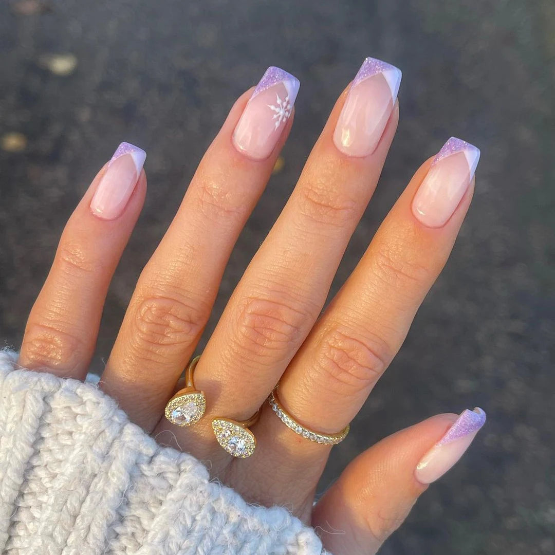 Custom Glitter Design Reusable Press on Nails Private Label Wholesale Soft Gel Short Square French Tip Press on Finger Nail Bulk