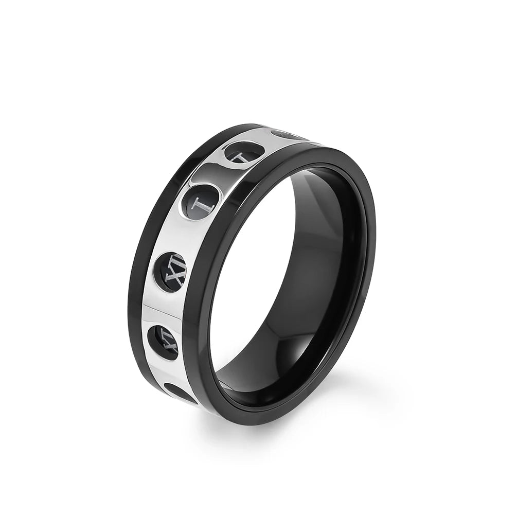 Alin New design  8MM Roman numeral style Mens ring Tungsten  Ring in fashion Tungsten Jewelry