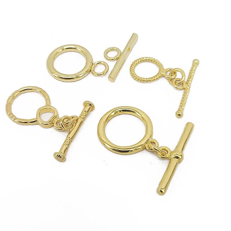 JF1312 18K Gold Plated OT Toggle Clasps Circle Bar Clasp for Necklace Jewelry Making