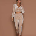 Winter 2 Pieces Pants Set Outfit Velvet Women Velour Tracksuits Sets Leisure Suits