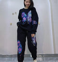 2026 Custom Rhinestone 2 Two Piece Pants Set Women Clothing Plus Size Knitted Sweater Women's Two Piece Joggers Suits
