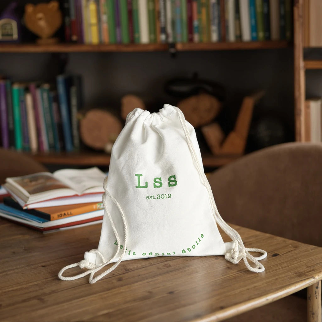 Custom 30x40cm White Cotton Drawstring Cloth Backpack Bags Canvas Shopping Backpack Bags