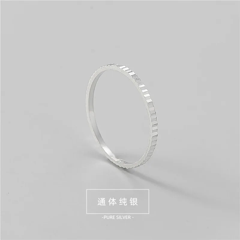 Simple Dainty Minimalist Women Jewelry Single Sterling Silver Finger Band Ring