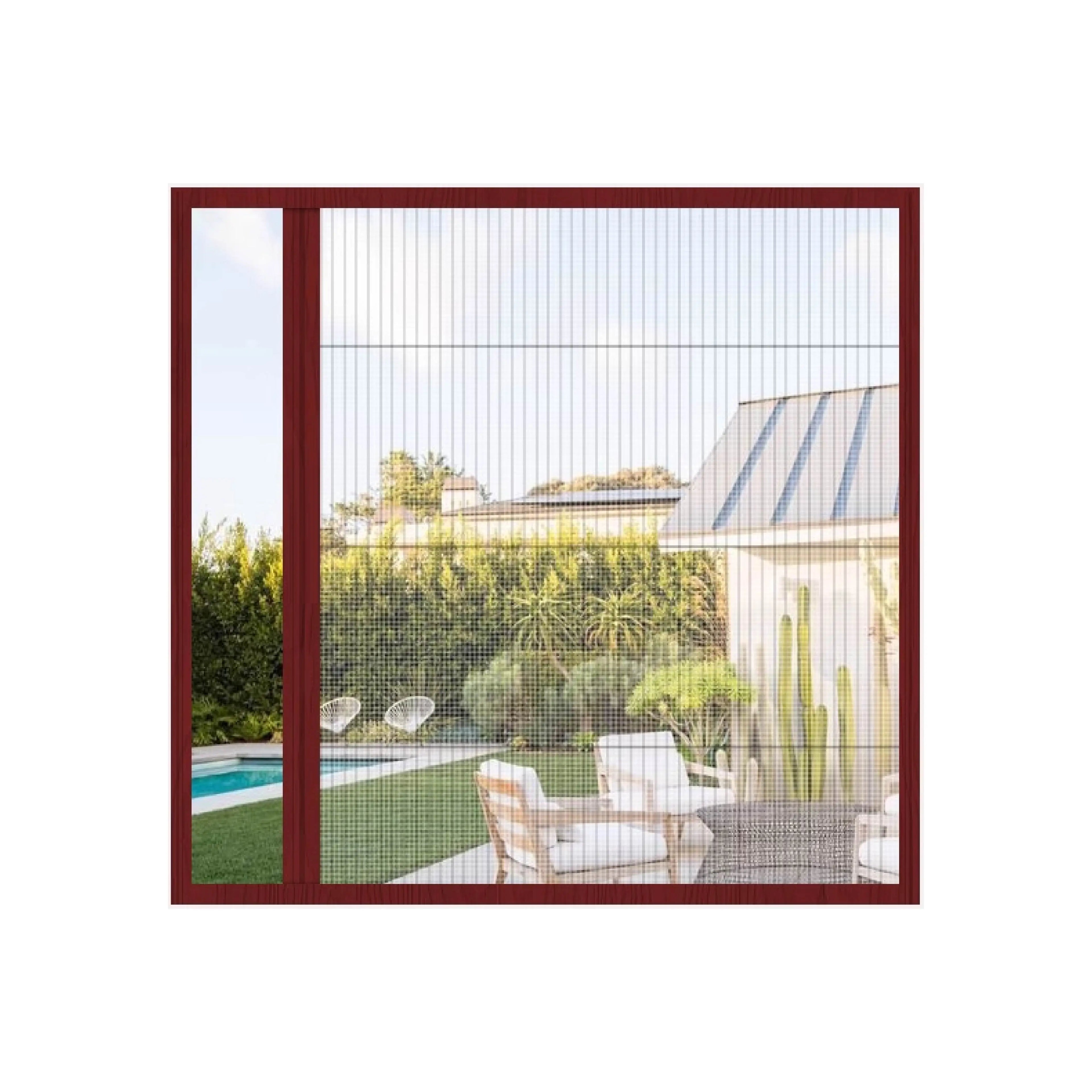 Wholesale Factory Aluminum Frame Plisse Fly Screen French Door Plain Retractable Folding Built-in Waterproof