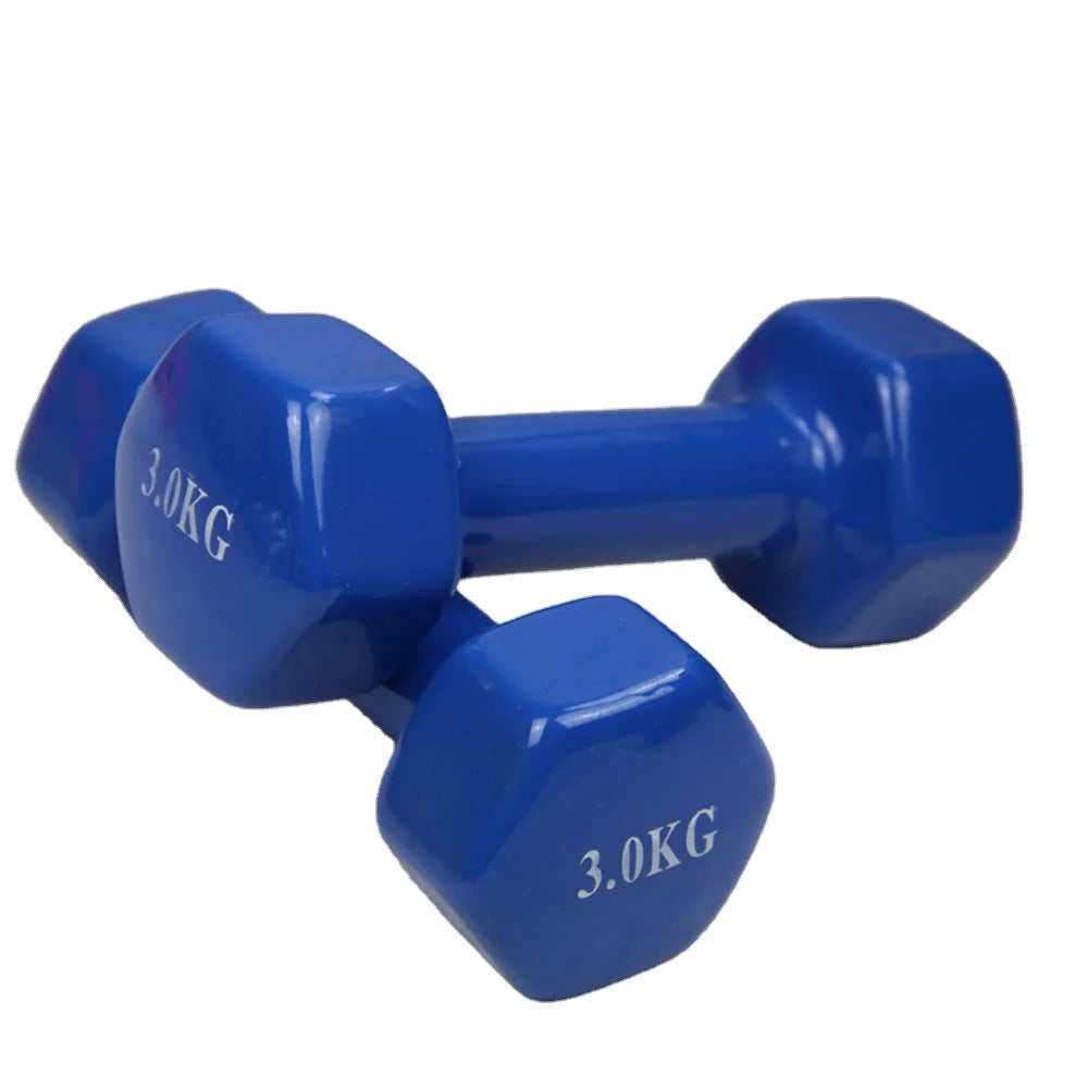Fitness Bodybuilding Dipped Dumbbell 0.5kg 3.5kg 5kg 10kg Hexagonal Vinyl Rubber Coated Dumbbell