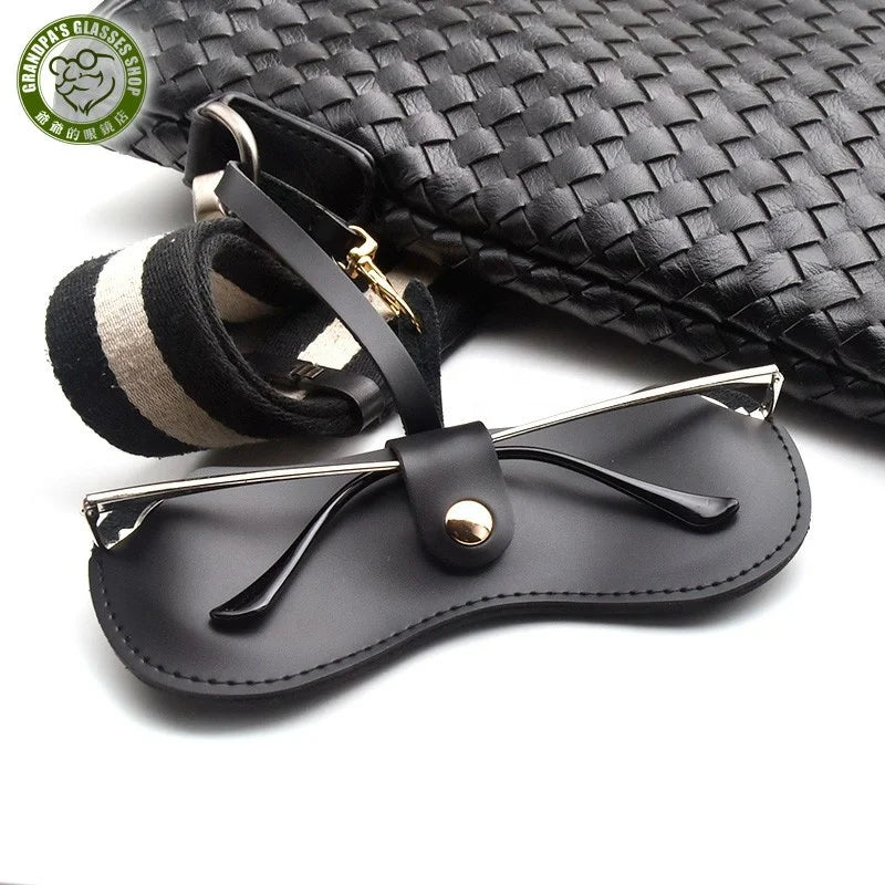 Chic Leather Metal Hanging Hook Belt Chic Handbags Charm Pendant Chic Sunglass Eyeglass Cases Clip Chic Glass Bags Pouch