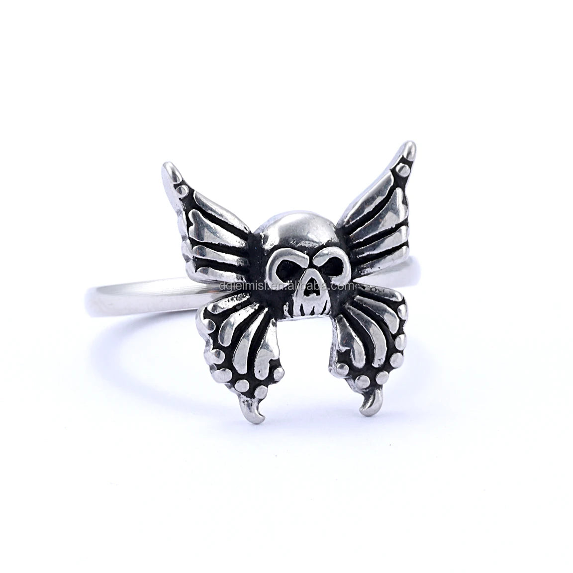 RTS Guarding Angel Wings Rings Vintage Rock Stainless Steel Animal Skull Biker Ring Jewelry Men Women
