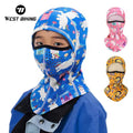WEST BIKING Winter Kids Full Face Mask Thermal Fleece Windproof Warm Neck Hood Mask Skiing Cycling Headgear
