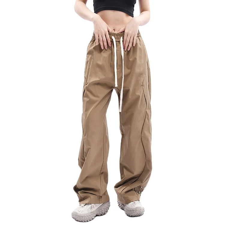 Nylon Pants Men Plus Size American Retro Original Fold Boot Out  Casual  Pants