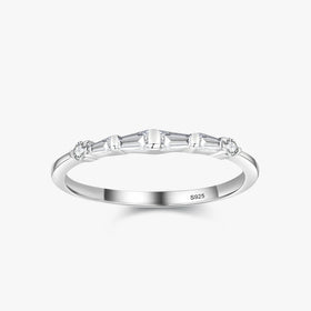 Ailmay Top Quality Real 925 Sterling Silver Fashion Simple Stackable Trapezoid CZ Rings for Women Fine Jewelry New Style