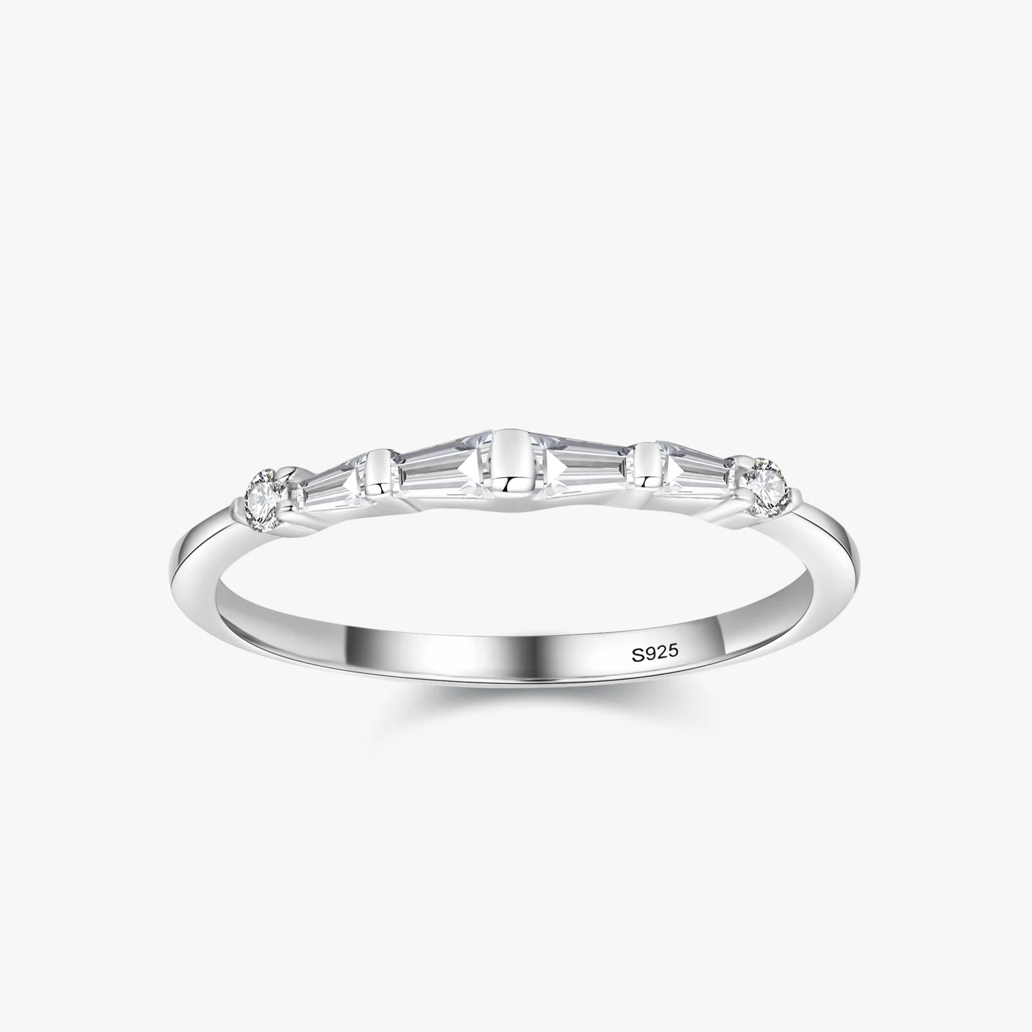 Ailmay Top Quality Real 925 Sterling Silver Fashion Simple Stackable Trapezoid CZ Rings for Women Fine Jewelry New Style