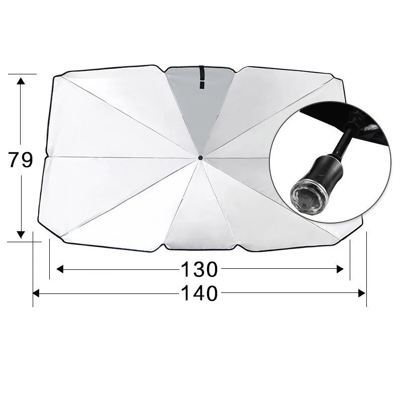ReadyFoldable PVC Sports-Style Travel Car Sunshade Umbrella Manual Control UV Protection 190T Nylon 140cm Diameter Customized