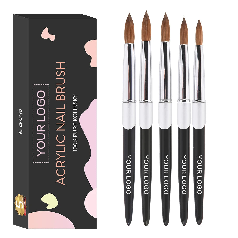 IPHF French Nail Brush Kolinsky Acrylic Nail Brush Round Metal Handle Natural Kolinsky Sable Brush