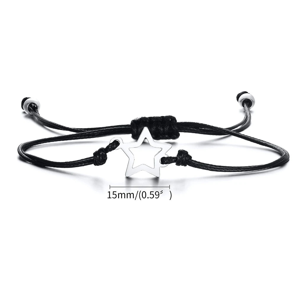 Elegant Girls Adjustable Braided Rope Bracelet with Mini Star Charm Fashion Jewelry