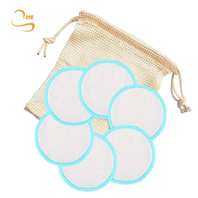 Chemical Free 3.15" Round Reusable Bamboo Terry Makeup Remover Pads All Skins Soft Facial Makeup Removal Wipes