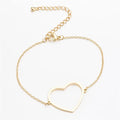 Simple Classic Trendy Fashion Female Bracelet Jewelry Stainless Steel 18k Gold Plated Big Hollow Heart Bracelet for Women Ladies