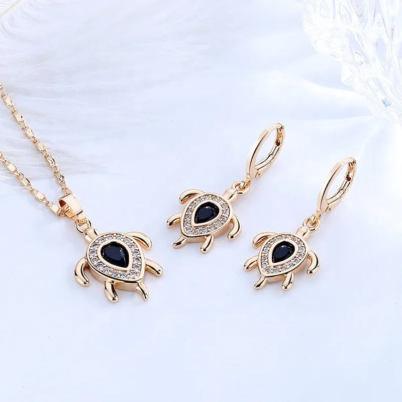 Joyeria Earrings Set Wholesale Cute Turtle Wedding18K Laminated Gold Bisuterias Plated Jewelry Necklace Sets for Women