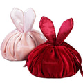 Christmas Rabbit Ears Portable Makeup Organizer Bag Drawstring Travel Cosmetic Bag for Women Skin Care Toiletries Storage