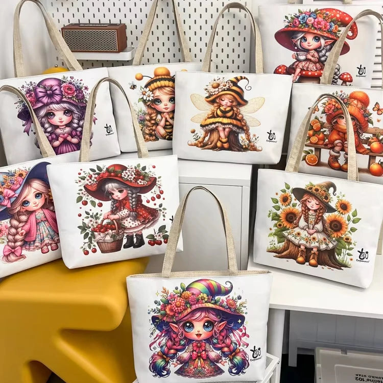 Casual Single-shoulder Beach Handbags Tutorial Cross-border Trendy Cartoon Gifts Shopping Bag Canvas Tote Bag