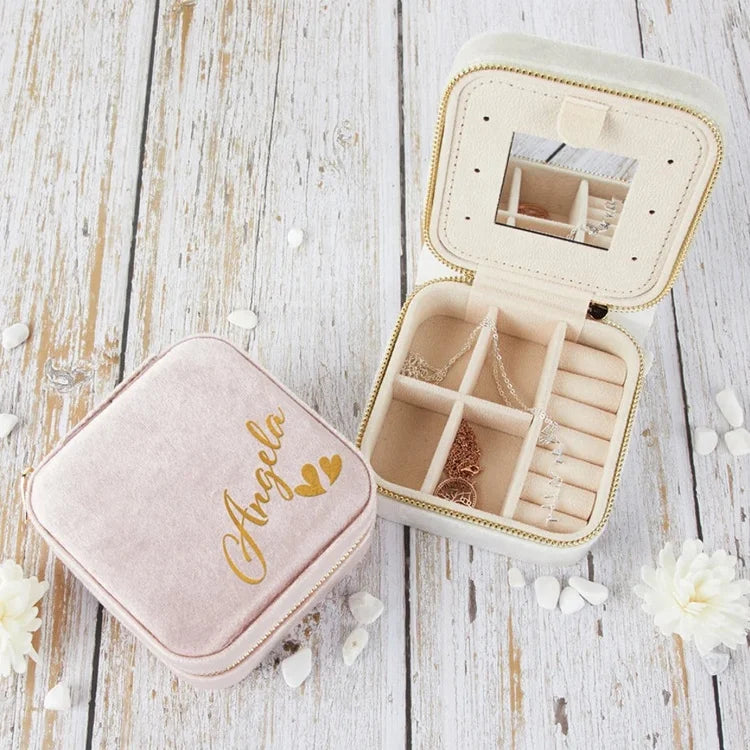 Wholesale Lightweight Multipurpose Jewelry Gift Boxes Pendant Necklace Bracelet Packaging Boite a Bijoux Pink Velvet Jewelry Box
