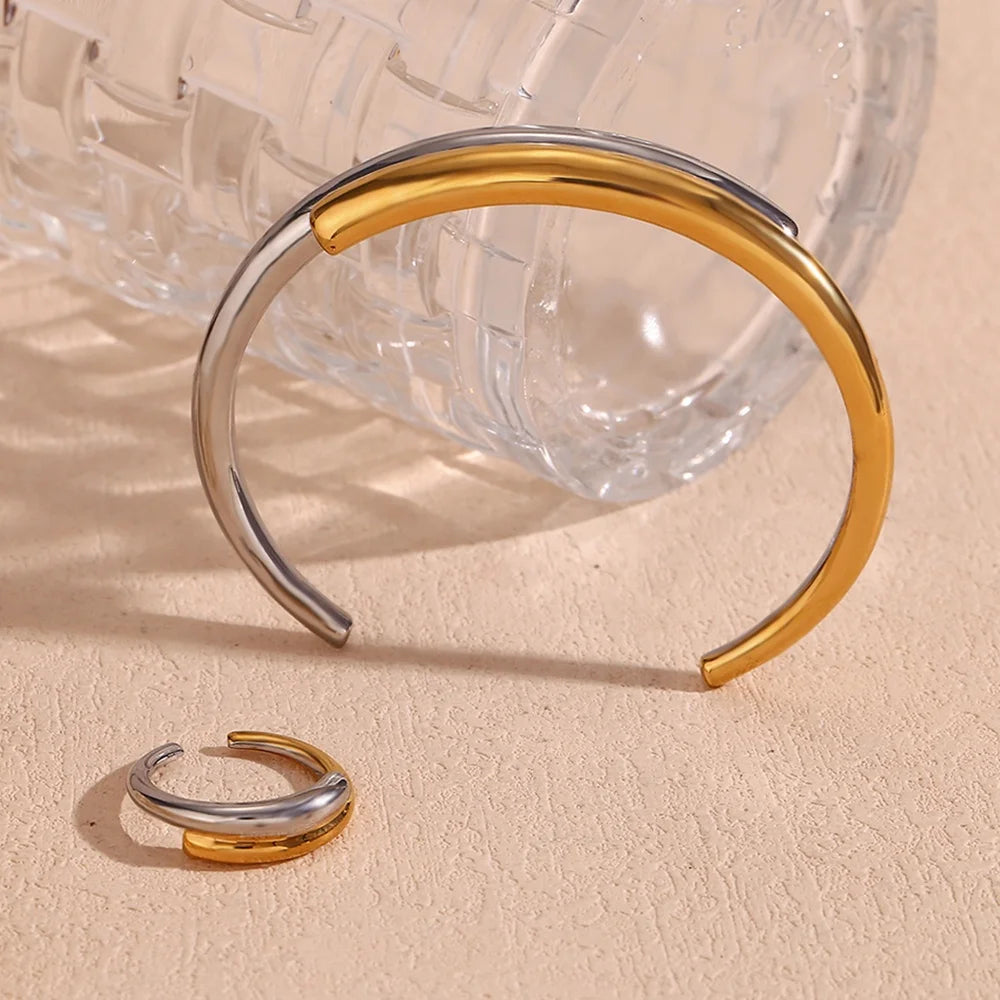Double Layer Cross Bangles Jewelry Women Waterproof Gold Plated Jewelry Bijoux En Acier Inoxydable