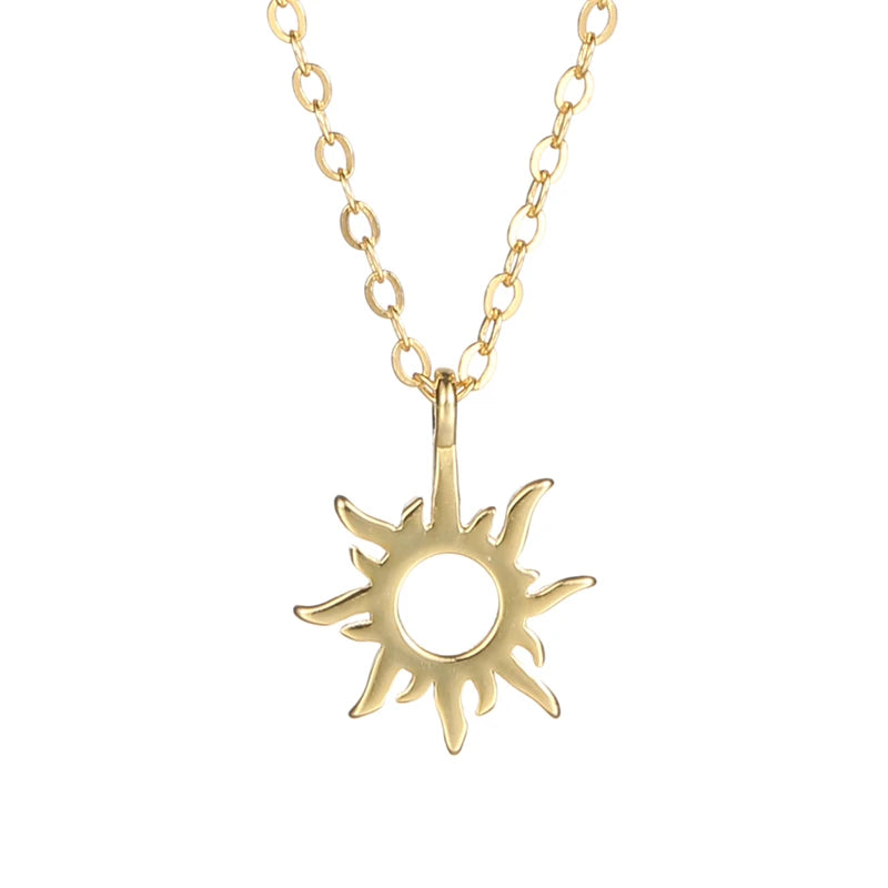 Minimalist Sun Charm Necklace Gold Plated 925 Sterling Silver Sunshine Pendant Necklace for Women Fine Jewelry