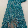 Luxury Embroidered Royal Blue French Tulle Lace Fabric Eco-Friendly Sequins 5 Yards
