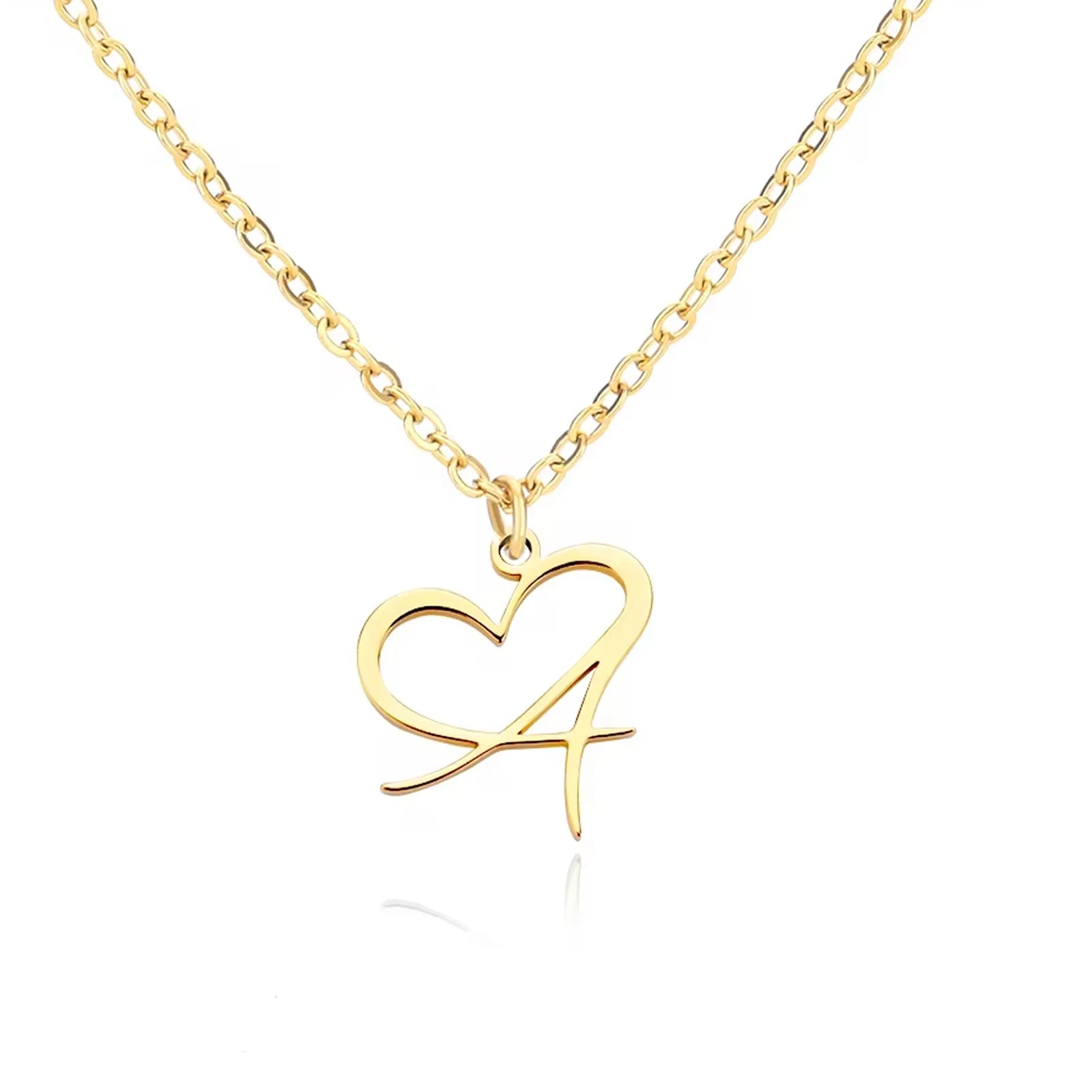 XIMAI Wholesale A-Z Name Pendant Necklace Stainless Steel Initial Letter Gold Heart Pendant Necklace for Woman