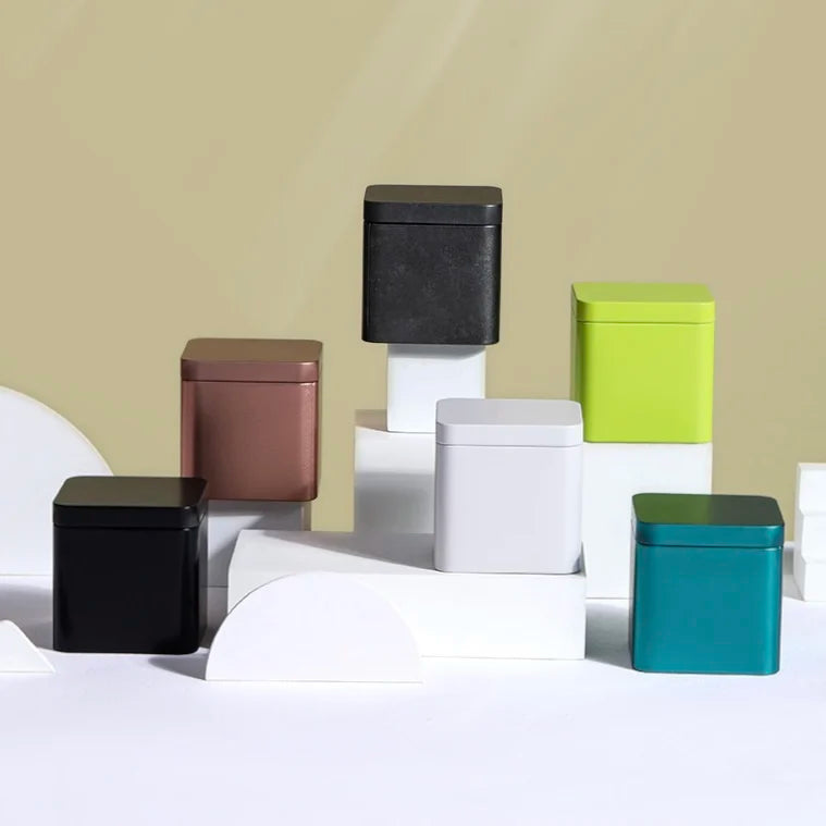Premium Airtight Empty Coffee Bean Tea Bag Storage Square Metal Tin