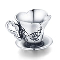 Factory Vintage 925 Sterling Silver Retro Teacup Charm Bead Medieval Pattern for Original Bracelet Bangle Women Jewelry SCC1899
