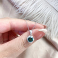 New Arrival Fashion Jewelry Green Color Flower Shape 925 Sterling Silver Necklaces Zambian Emerald Gemstone Chain for Girl