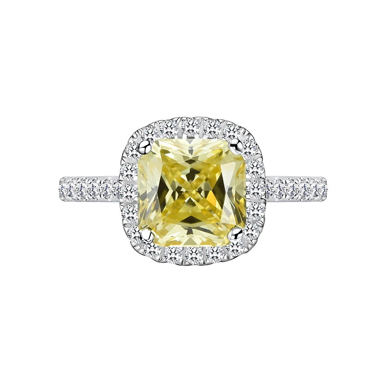 Xingyue 1carat Round Brilliant Cut Moissanite Jewelry 925 Sterling Silver Yellow Moissanite Engagement Ring for Women