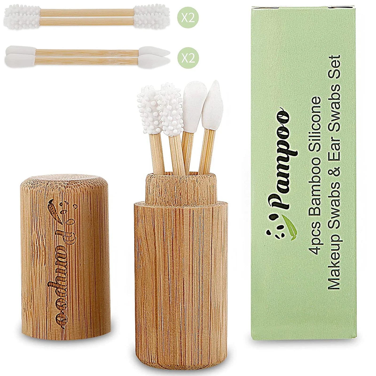 Factory Direct Portable Double-Headed Reusable Bamboo Ear Sticks Lightweight Bamboo Box Bamboo Silicone Cotton Swabs Silicone