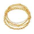 New Fashion Jewelry 4MM Golden Hematite Beaded Elastic Bracelet 5pcs Baroque Freshwater Pearl Stack Bracelet Set