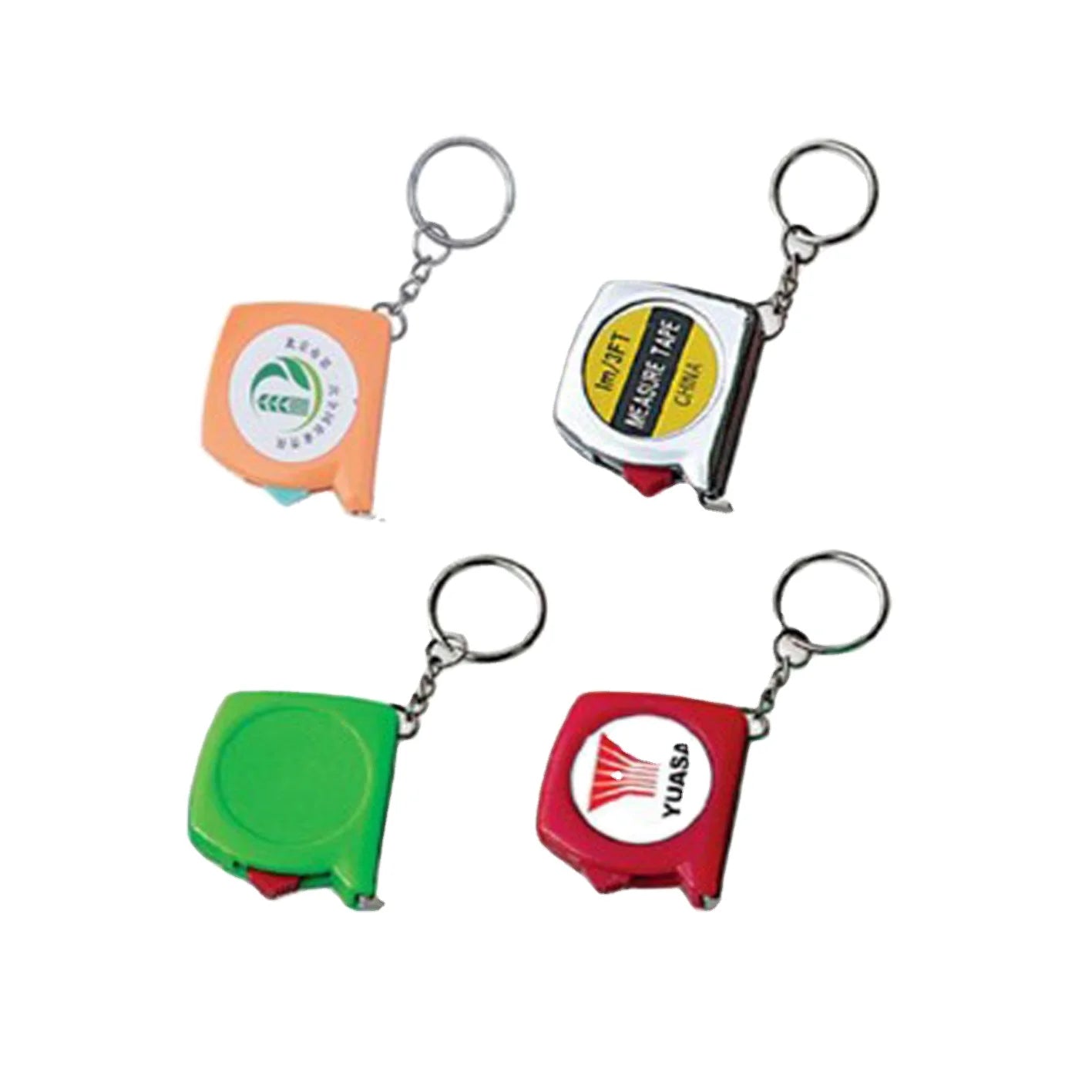 Round Stainless Steel 1 Meter Tape Measure with Key Chains Inches Measuring Tape Promotional Gift