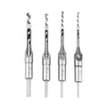NINDEJIN 4pcs High Speed Steel Square Hole Mortising Chisel Tools Woodworking Auger Wood Carving Drill Bits
