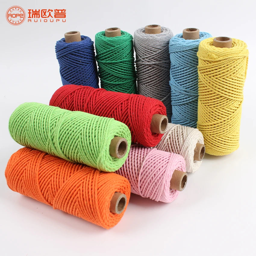 Factory Direct Wall Decoration Diy Hand-woven Rope 100% Natural Cotton White Tassel Rope Twisted Rope