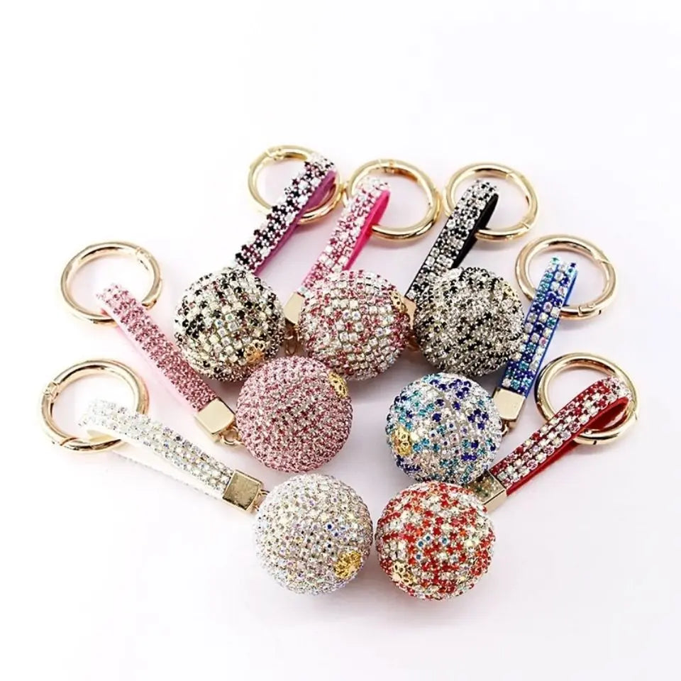 Custom Diamond Bag Charm Wristlet Key Chain Accessories Leather Strap Car Key Chain Rhinestone Crystal Luxury Keychain
