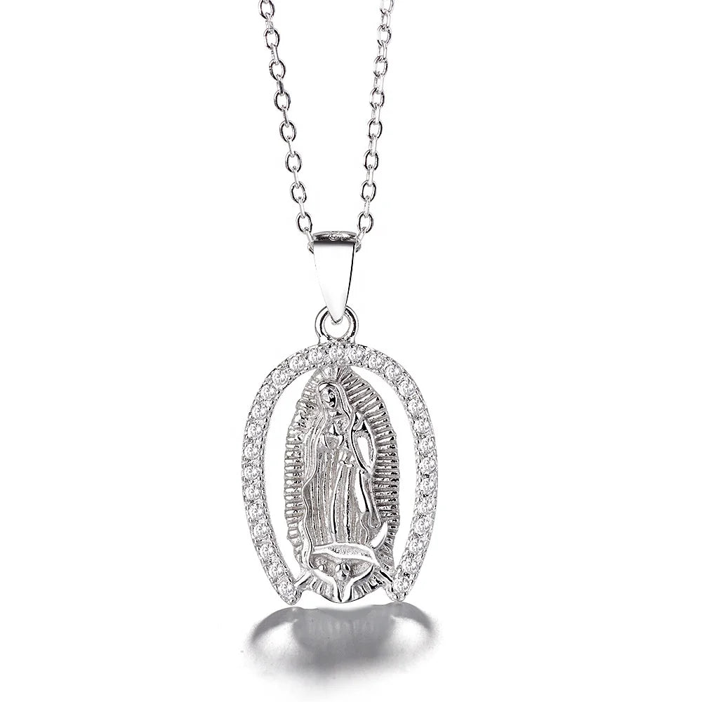 925 Sterling Silver Heart Lady Buddha Head Pendant