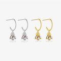 FUAMAY Silver 925 Hoop Earrings C Shape Brown Cubic Zirconia Pendant Earrings Hoop Brown Bee Earrings