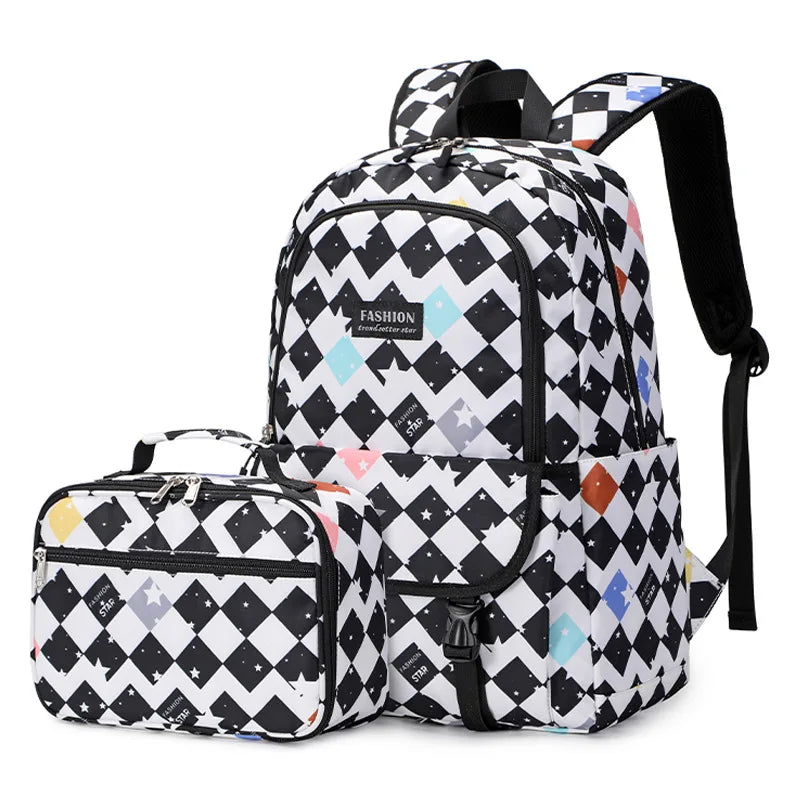 School Backpack Set Plaid School Bags Nylon Backpacks for School Children Kids Bags Girls Checker Kids Backpack