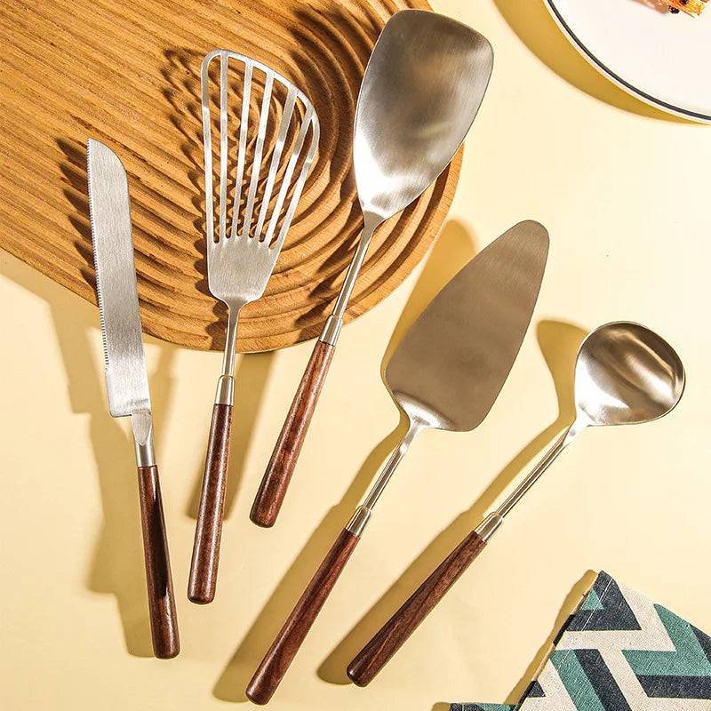 Wholesale New 304 Matte Stainless Steel Kitchen Accessories Set Minimalist Design Soup Ladle Spoon & Metal Gadgets Utensils