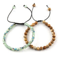 Crystal Beaded Natural Stone Wood Grain tiger Eye Healing Balance Yoga Jewelry Buddha Charm Bracelet
