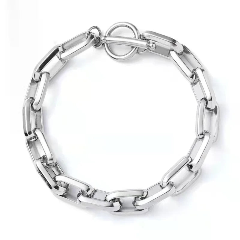 European American Men's Cuban Bracelet With Trapezoidal Stainless Steel Cross Chain Hip Hop Fashion Brand Diamond Main Stone