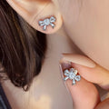 Customization 5A ZIRCON Jewelry White Plated Fashion Stud Earring Silver Jewelry Bow Earrings 925 Sterling Women