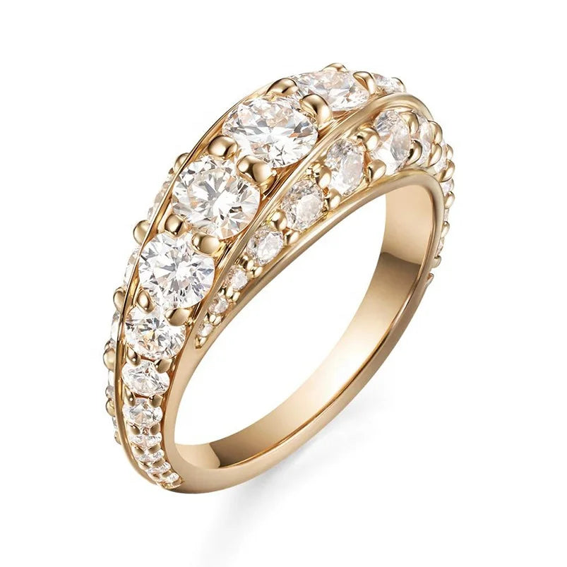 Gemnel Luxury Sterling Silver 18k Gold 0.1microns Zircon Band Rings Engagement