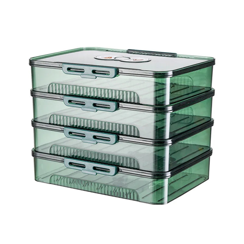 Unique Rectangle Design Reusable Stackable Dumpling Food Container Steamed Bun Organizer for Refrigerator Storage Box