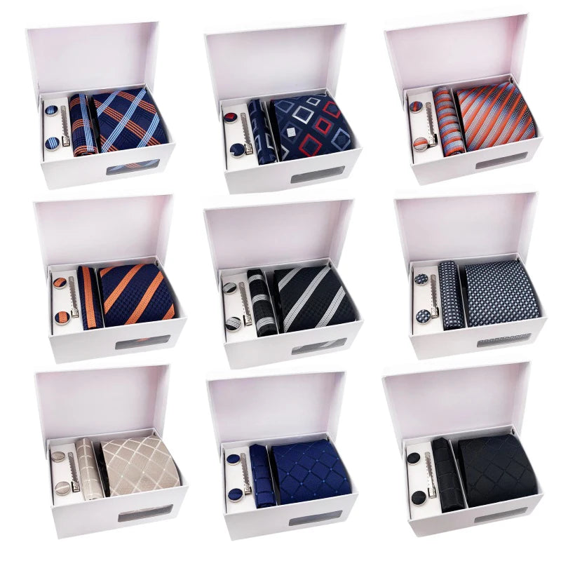 Paisley Neckties With Pocket Squares Custom Men Ties and Hanky Set Fashion Tie Pocket Square and Cufflink Set Gift Box